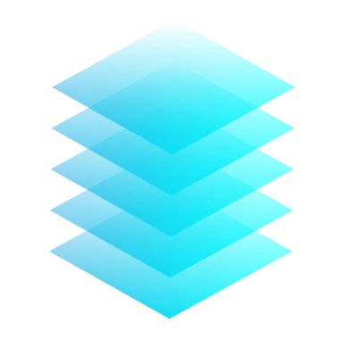 Daha çok, katmanlı, katmanlı yığın, blok, çok. Veritabanı, yedekleme, web sunucusu, sunucu donanım vektör simgesi, sembol