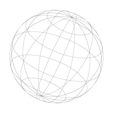 Tel çerçeve, ızgara, ağ küre, küre, top vektör illüstrasyonu