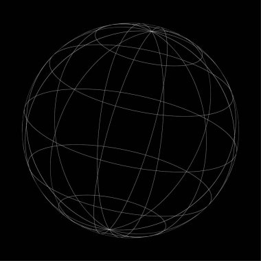 Tel çerçeve, ızgara, ağ küre, küre, top vektör illüstrasyonu