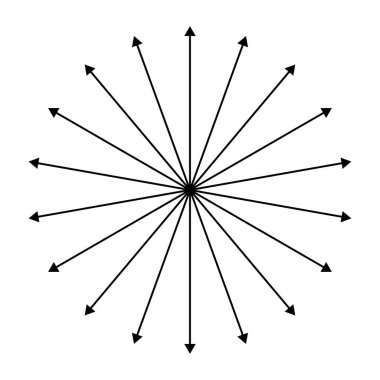 Yayılan, yayılan, yayılan oklar. Yayılma, genişleme, yayılma ve emisyon simgesi, sembol