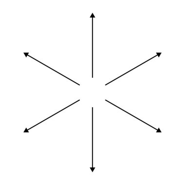 Yayılan, yayılan, yayılan oklar. Yayılma, genişleme, yayılma ve emisyon simgesi, sembol