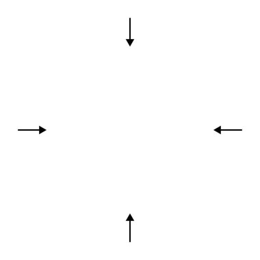 Oklar, içe dönük işaretler. Topla, karıştır, topla, ortala ve yakınsama simgesi, sembol