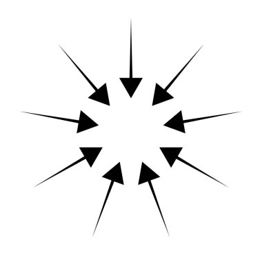 Oklar, içe dönük işaretler. Topla, karıştır, topla, ortala ve yakınsama simgesi, sembol