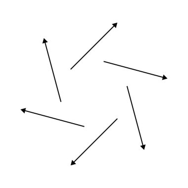 Dış sarmal, girdap, oklar, işaretler. Döndürme, döngü, geri dönüşüm, bükülme ve dalgalanma simgesi, sembol