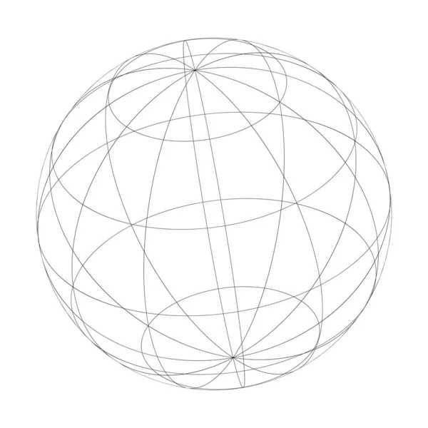 Wireframe Grille Sphère Maille Globe Illustration Vectorielle Boule — Image vectorielle