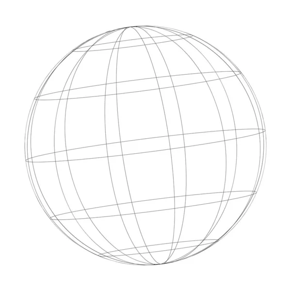 Проволока Сетка Сетка Глобус Векторная Иллюстрация Шара — стоковый вектор