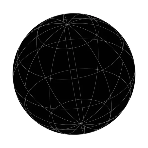 Wireframe Grille Sphère Maille Globe Illustration Vectorielle Boule — Image vectorielle