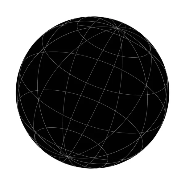 Wireframe Grid Mesh Sphere Globe Ball Vector Illustration — Stock Vector
