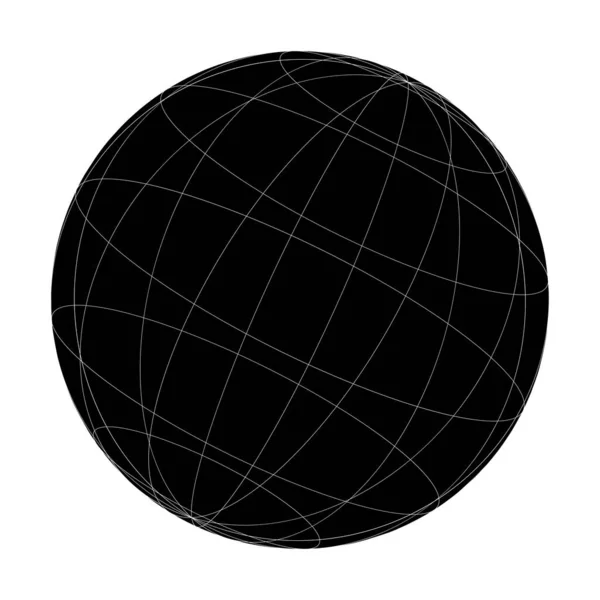 Wireframe Grille Sphère Maille Globe Illustration Vectorielle Boule — Image vectorielle