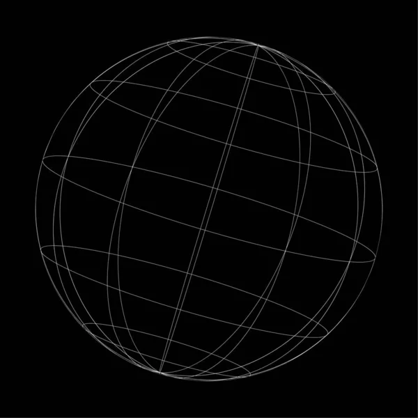 Wireframe Grille Sphère Maille Globe Illustration Vectorielle Boule — Image vectorielle