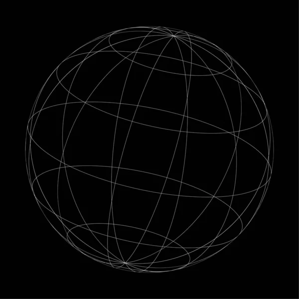 Wireframe Grille Sphère Maille Globe Illustration Vectorielle Boule — Image vectorielle