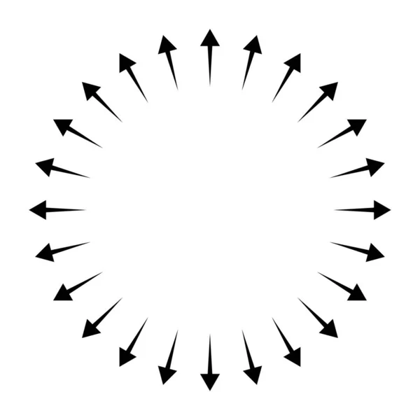Расширение Радиальные Излучающие Стрелы Диффузия Расширение Распространение Эмиссия Значок Символ — стоковый вектор