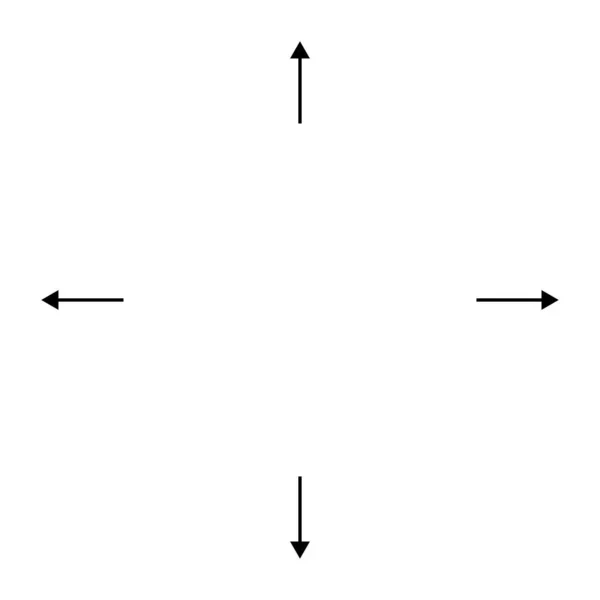 Ausladende Radiale Strahlende Pfeile Diffusion Extension Spread Und Emission Symbol — Stockvektor