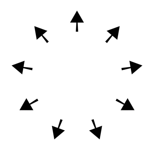 Outspreading Radial Radiating Arrows Diffusion Extension Spread Emission Icon Symbol — Stock Vector