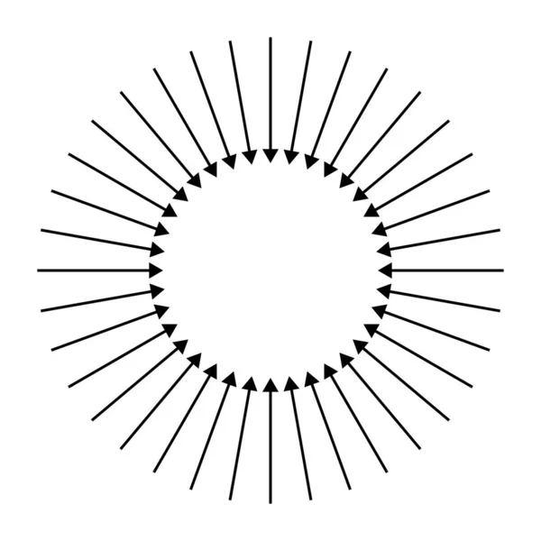 Frecce Puntatori Verso Interno Raccogliere Mescolare Raccogliere Centro Icona Convergenza — Vettoriale Stock