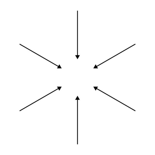 Flechas Punteros Hacia Adentro Recoger Mezclar Reunir Centro Icono Convergencia — Vector de stock