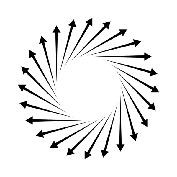 外側のスパイラル 渦巻き矢印 ポインタ サイクル リサイクル 輪郭とリップルアイコン シンボル — ストックベクタ