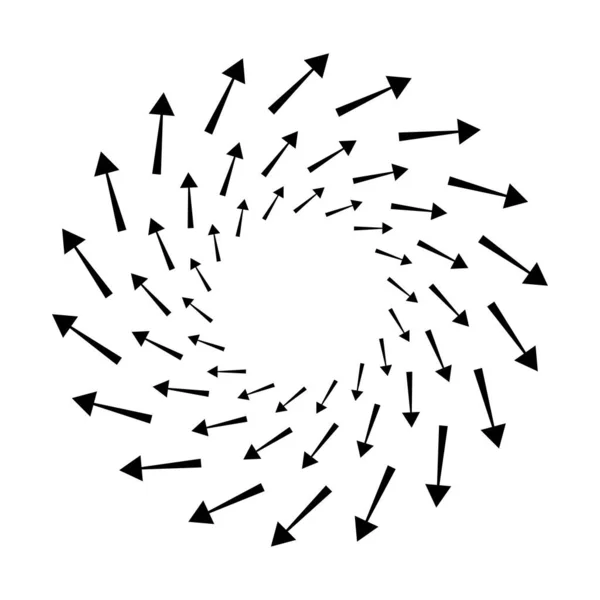 Outward Spiral Berputar Berputar Panah Pointer Rotasi Siklus Daur Ulang - Stok Vektor