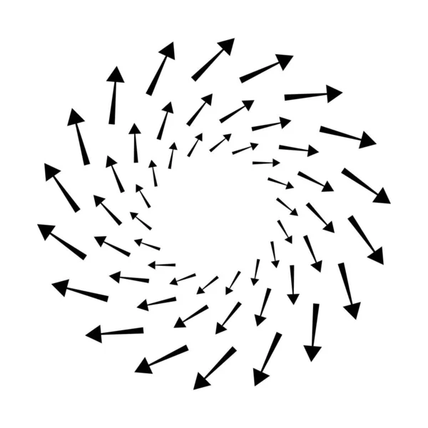 Зовні Спіраль Вихор Вихрові Стріли Вказівники Обертання Цикл Переробка Викривлення — стоковий вектор