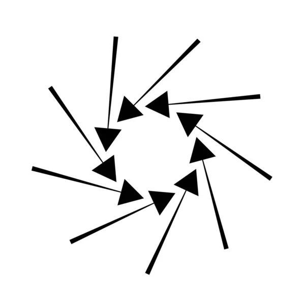 Inwaartse Spiraal Draaikolk Draaikolk Pijlen Wijzers Rotatie Cyclus Recycling Contortie — Stockvector