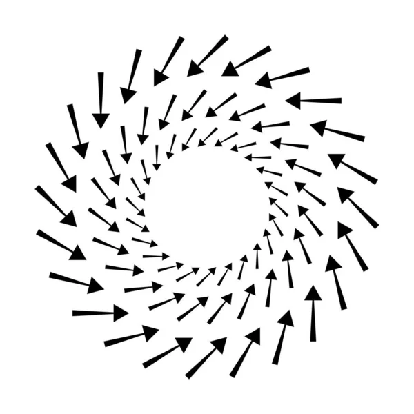 Espiral Interior Remolino Flechas Giratorias Punteros Rotación Ciclo Reciclaje Contorsión — Archivo Imágenes Vectoriales