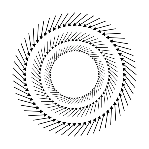 Espiral Interior Remolino Flechas Giratorias Punteros Rotación Ciclo Reciclaje Contorsión — Archivo Imágenes Vectoriales