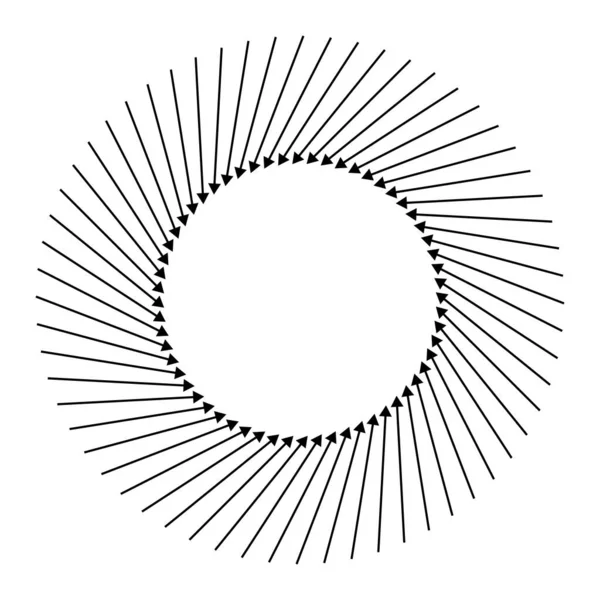 Inwaartse Spiraal Draaikolk Draaikolk Pijlen Wijzers Rotatie Cyclus Recycling Contortie — Stockvector