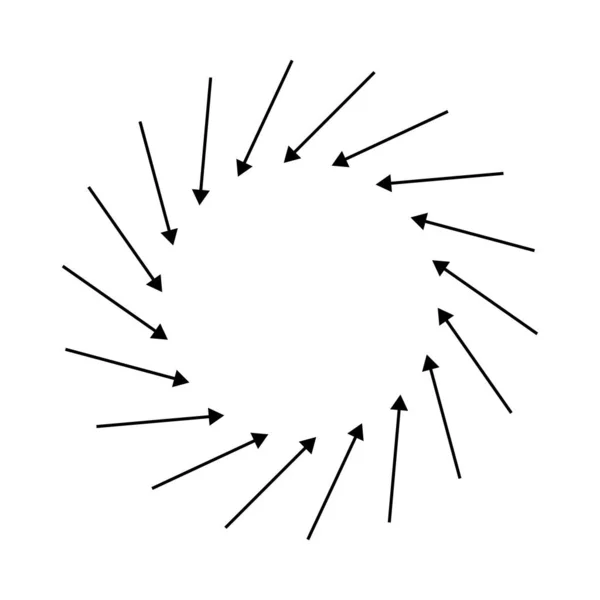 Inwaartse Spiraal Draaikolk Draaikolk Pijlen Wijzers Rotatie Cyclus Recycling Contortie — Stockvector