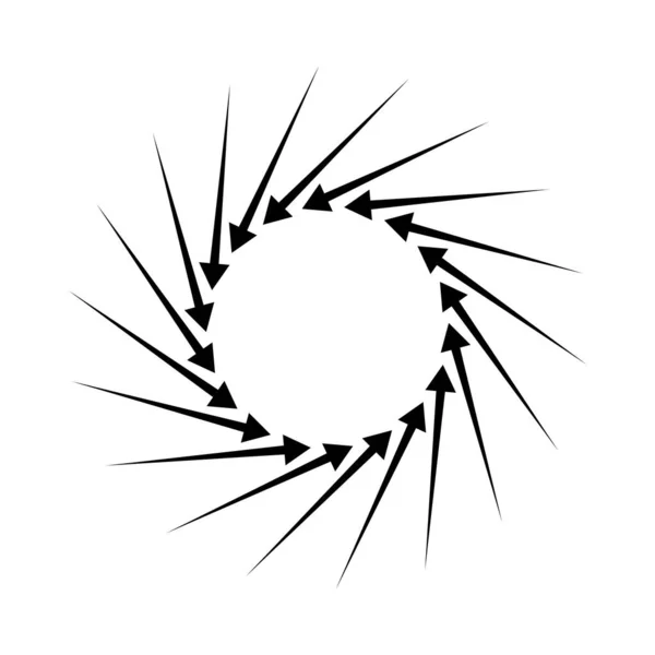 スパイラル 旋回矢印 ポインタの内側 サイクル リサイクル 輪郭とリップルアイコン シンボル — ストックベクタ