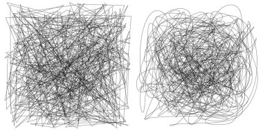 Eşleşen kenarlı, geometrik, açısal ve yuvarlak, kıvrımlı, kıvrımlı çizgiler nesne. Stock vektör illüstrasyonu, klip- art grafikleri