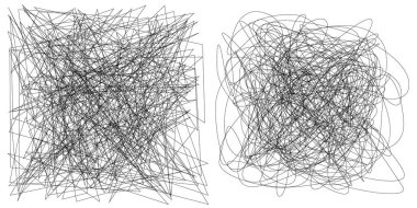 Eşleşen kenarlı, geometrik, açısal ve yuvarlak, kıvrımlı, kıvrımlı çizgiler nesne. Stock vektör illüstrasyonu, klip- art grafikleri