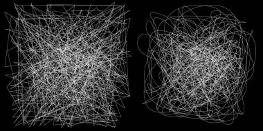 Eşleşen kenarlı, geometrik, açısal ve yuvarlak, kıvrımlı, kıvrımlı çizgiler nesne. Stock vektör illüstrasyonu, klip- art grafikleri