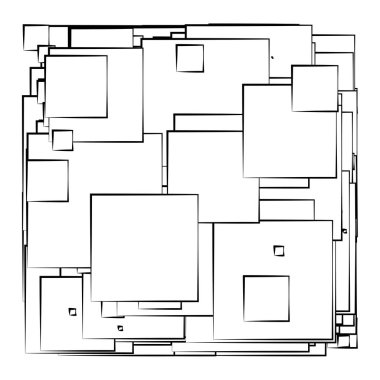 Soyut çakışan kareler desen vektörü çizimi