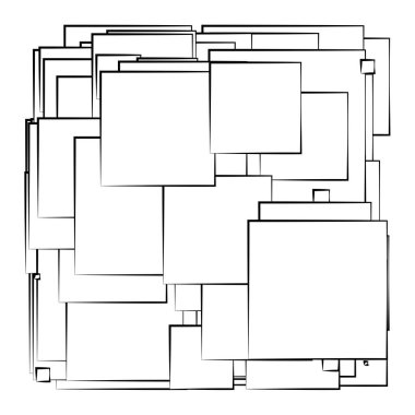 Soyut çakışan kareler desen vektörü çizimi
