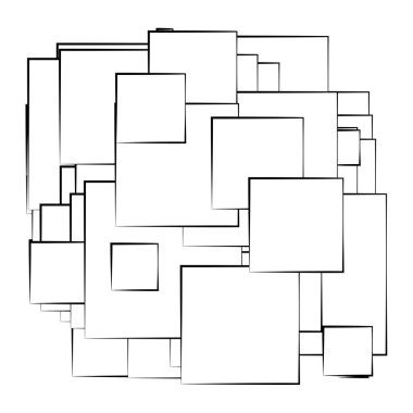 Soyut çakışan kareler desen vektörü çizimi