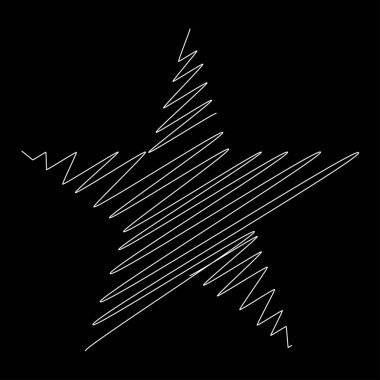 Yıldız el yazısı çizimi, el çizimi karalama, eskiz şekli. Stock vektör illüstrasyonu, klip- art grafikleri