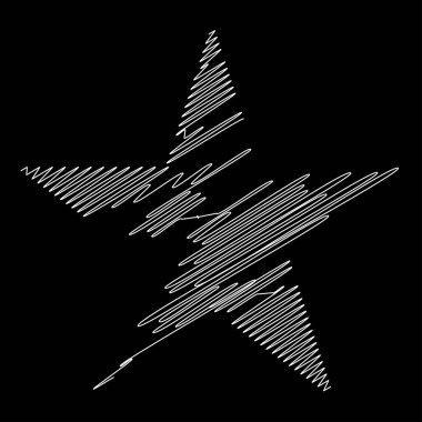 Yıldız el yazısı çizimi, el çizimi karalama, eskiz şekli. Stock vektör illüstrasyonu, klip- art grafikleri