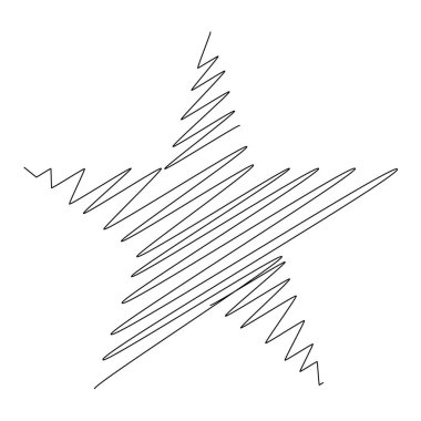 Yıldız el yazısı çizimi, el çizimi karalama, eskiz şekli. Stock vektör illüstrasyonu, klip- art grafikleri