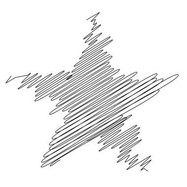 Yıldız el yazısı çizimi, el çizimi karalama, eskiz şekli. Stock vektör illüstrasyonu, klip- art grafikleri