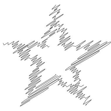 Yıldız el yazısı çizimi, el çizimi karalama, eskiz şekli. Stock vektör illüstrasyonu, klip- art grafikleri