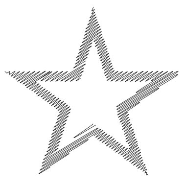 Yıldız el yazısı çizimi, el çizimi karalama, eskiz şekli. Stock vektör illüstrasyonu, klip- art grafikleri