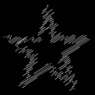 Yıldız el yazısı çizimi, el çizimi karalama, eskiz şekli. Stock vektör illüstrasyonu, klip- art grafikleri