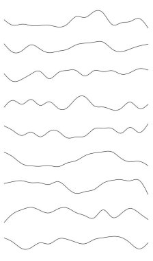 Dalgalı, dalgalı çizgiler. Dalga etkisi çizgileri. Zigzag, çapraz çizgiler, şeritler