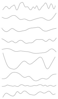 Dalgalı, dalgalı çizgiler. Dalga etkisi çizgileri. Zigzag, çapraz çizgiler, şeritler