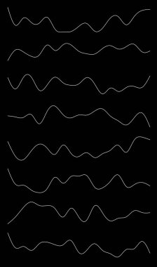 Dalgalı, dalgalı çizgiler. Dalga etkisi çizgileri. Zigzag, çapraz çizgiler, şeritler