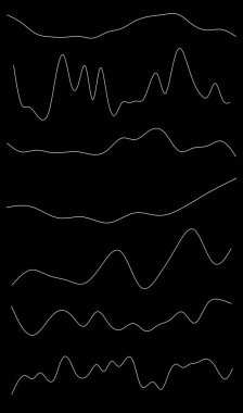 Dalgalı, dalgalı çizgiler. Dalga etkisi çizgileri. Zigzag, çapraz çizgiler, şeritler