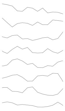 Dalgalı, dalgalı çizgiler. Dalga etkisi çizgileri. Zigzag, çapraz çizgiler, şeritler