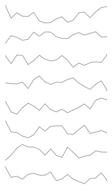 Dalgalı, dalgalı çizgiler. Dalga etkisi çizgileri. Zigzag, çapraz çizgiler, şeritler