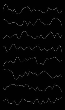 Dalgalı, dalgalı çizgiler. Dalga etkisi çizgileri. Zigzag, çapraz çizgiler, şeritler