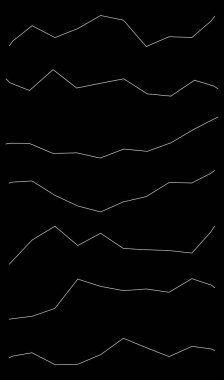 Dalgalı, dalgalı çizgiler. Dalga etkisi çizgileri. Zigzag, çapraz çizgiler, şeritler